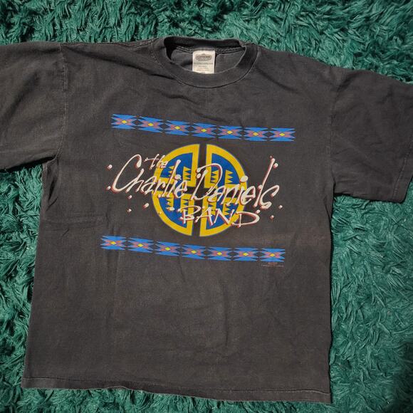 Vintage Charlie Daniels Band Winterland Productions Tee 90s Black Large - Picture 1 of 6
